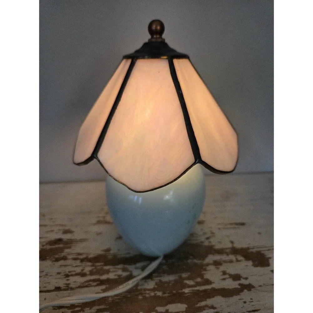 Vintage Tiffany Style Stained Art Pedal Lamp Rare